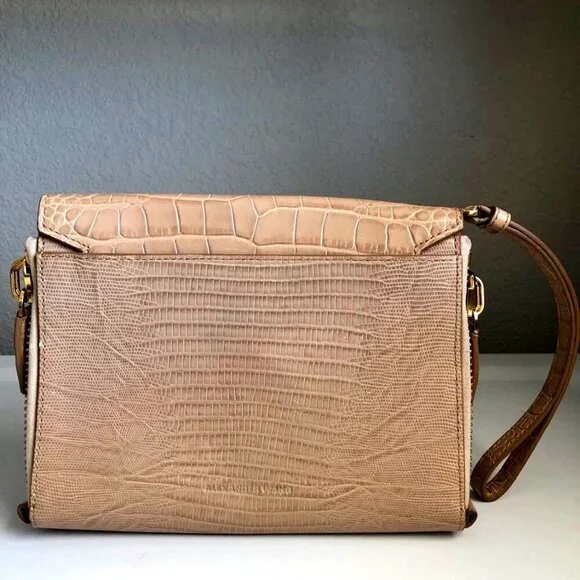 NWT ALEXANDER WANG Lydia Bag Croc Embossed Leather Clutch Bag Almond MSRP $650